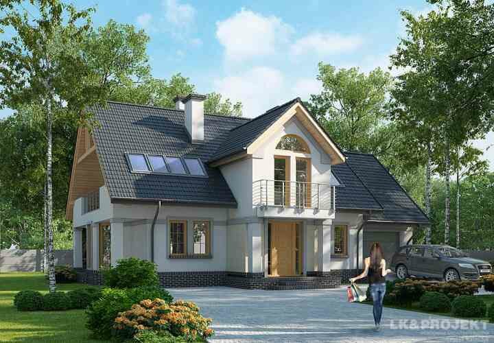 Проект двухэтажного дома с мансардой, комбинированный LK 1010